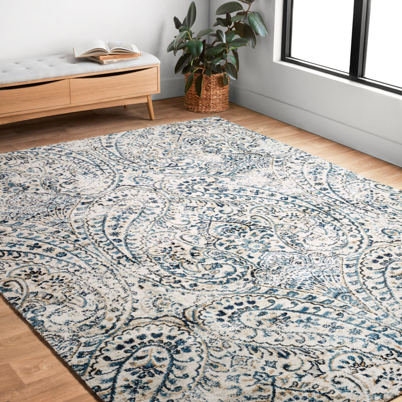 Birch Lane™ Heritage Adelbert Paisley Blue/White Area Rug Birch Lane